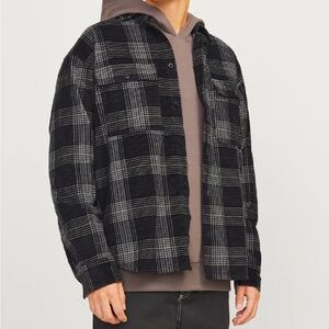 NWT Jack And Jones flannel‎ Shirt Size Small Black And Gray MSRP $65